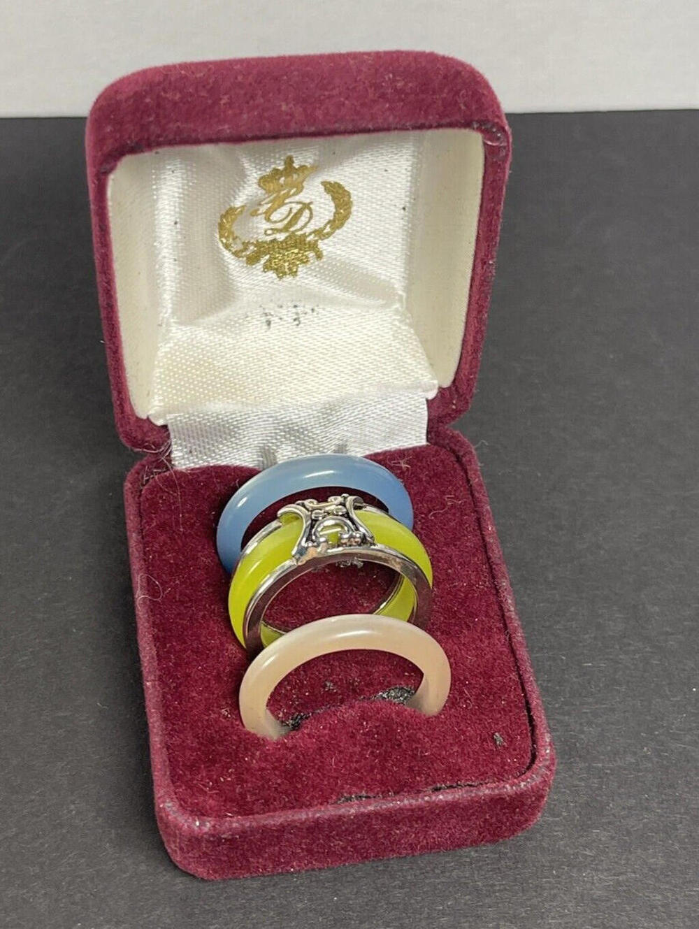 Premier Design Sorbet Silver Ring Set of 3 Pastel Colors Size 8.5